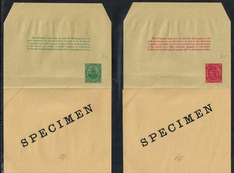 St. Kitts 1903 Postal Stationery Wrappers 1/2d & 1d w/ SPECIMEN OVPT Mint GEM - Image 1 of 1