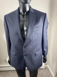 Ralph Lauren Blazer 44R blau gestreift Anzugjacke 100% Wolle 2 Knopf - Bild 1 von 5