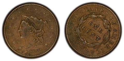 1834 1c Coronet Head Large Cent - Rotated Reverse - XF+ - SKU-X1889 Cover