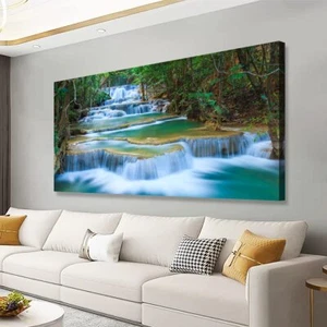 Waterfall Pictures Canvas Wall Art for Living room Bedroom Wall DecorGreen W... - Picture 1 of 9