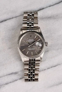 Vintage Rolex Datejust 1980s Ref 16030 4 Grey Tapestry Dial Quickset Date 36mm - Picture 1 of 5