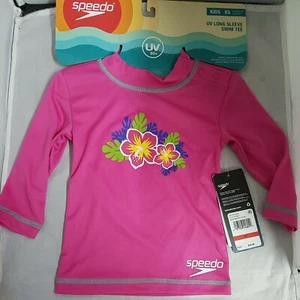 Speedo Toddler Kids UV Long Sleeve Rashguard Swim Tee XS S M L Raspberry Rose - Picture 1 of 3