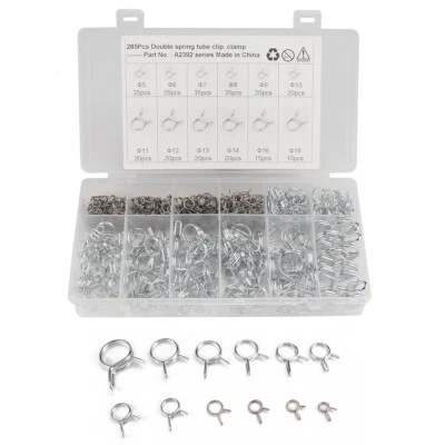 Car Fuel Line Hose Spring Wire Tube Clips Water Pipe Hose Clamps Assortment Kit - Image 1 of 4