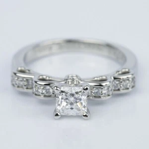 1.50 Carat Princess Cut Moissanite Wedding Solitaire Ring 14K White Gold Plated - Picture 1 of 7