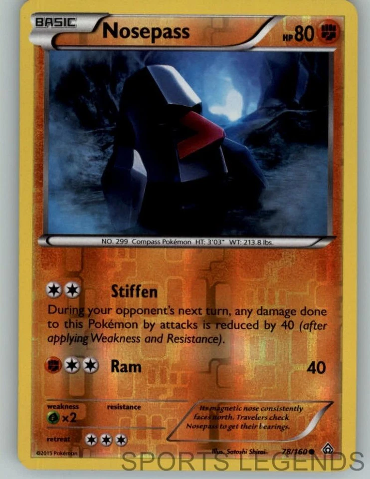 2015 pokemon Primal Clash reverse holo Nosepass 78/160 - Image 1 of 1