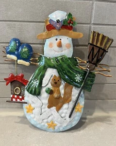 Metall Schneemann Ornament mit Eichhörnchen - Bild 1 von 1
