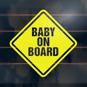 BABY ON BOARD Sticker 100mm hazard safety square diamond window decal - Picture 1 of 1