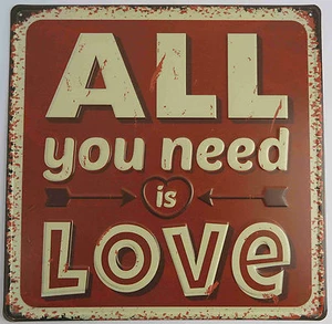 geprägtes Blechschild 3D ALL YOU NEED IS LOVE 30x30 Hochzeitsgeschenk Heirat - Bild 1 von 4