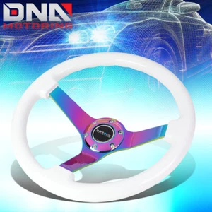 NRG RST-036WT-MC 350MM 3"DEEP DISH WHITE WOOD GRAIN STEERING WHEEL W/HORN BUTTON - Picture 1 of 5