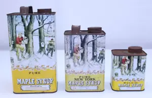 New York Maple Pure Syrup VTG Tin Litho Metal Collectible Advertising Lot Bundle - Picture 1 of 12