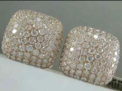 4CT Round Cut Lab Created Diamond Men's Cufflink Jewelry 14K Yellow Gold Finish - Image 1 of 4