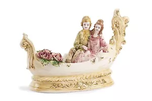 Capodimonte Statue Gondola Figurine Couple Figurine Man And Lady Ornament - Picture 1 of 10
