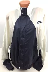 Vintage Nike Herren Windbreaker Jacke Farbe Block Rechtschreibung Nylon Reißverschluss Marineblauweiß Gr. L - Bild 1 von 12