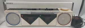 SONY CFS-W50 Vintage Stereo Cassette Boombox White Retro Only Radio Works - Picture 1 of 16