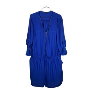 New Look blauer Strampler mit Reißverschluss Shorts Rollriegelärmel Damen Übergröße 2X - Bild 1 von 9