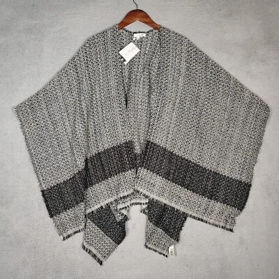 Poncho Simply Noelle Mujer Talla Única Gris Rayas Metálicas Frente Abierto Suéter Nuevo con Etiquetas Foto 1 de 4