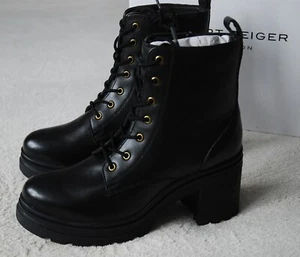 Stivaletti stringati KURT GEIGER COVENT NERI 100% PELLE PREZZO AL PUBBLICO £ 229 NUOVI CON SCATOLA - Foto 1 di 13
