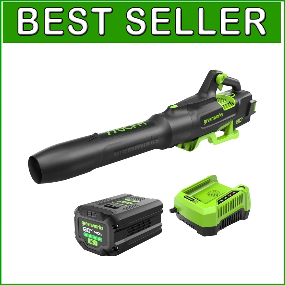 Greenworks 80V Brushless Leaf Blower 180MPH 770CFM with 4.0Ah Battery & Charger