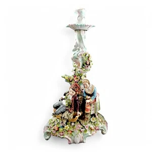 Antique Sitzendorf porcelain figural candlestick of Eastern Slavic peasants 1884 - Picture 1 of 13