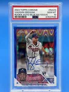 2023 Topps Chrome Vaughn Grissom RC Auto Blue Raywave /150  #RA-VG Braves PSA 10