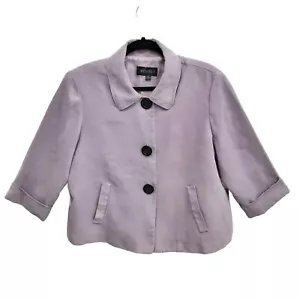 STUDIO I Women's Cropped Jacket Size 16 Purple Faux Suede Swing Coat Lavender - Picture 1 of 10