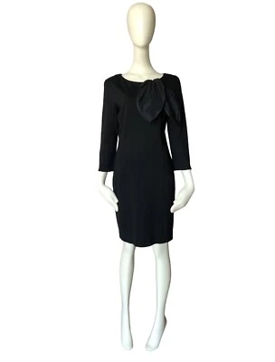 MOSCHINO Cheap and Chic Black Rayon Bow 3/4 Sleeve Sheath Dress Size 12 US 46 IT - Image 1 of 4