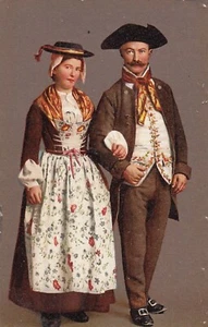 Wallis Lötschentaler Volkstracht AK uralt Schweiz 2407147 - Picture 1 of 2