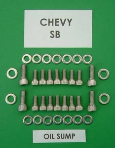 CHEVY SB 265 283 350 400 Aceite Tapa Sumidero Cabeza Perno Kit en Acero Inoxidable - Imagen 1 de 1