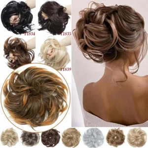 Extensiones de cabello grandes gruesas moño crujiente cola de caballo envoltura en mujer natural desordenada - Imagen 1 de 40