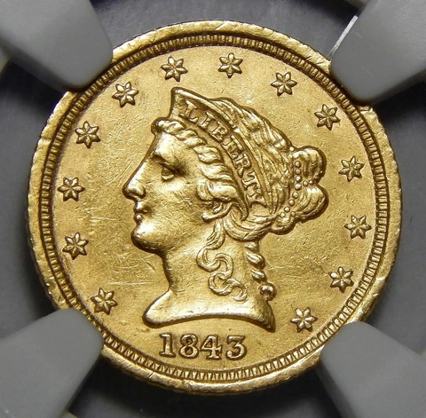 1843-D NGC UNC DETAILS $2.50 LIBERTY HEAD GOLD - CLEANED Cover