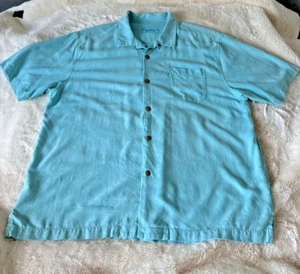 Tommy Bahama Polo Cotton 100% Blend Shirt Turquoise color Textured Men's XL/TG - Picture 1 of 13