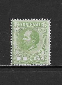 SURINAME SCOTT 4 MH FINE - 1873 3c GREEN ISSUE - KING WILLIAM III - Picture 1 of 2