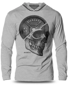 051. Skull Plate Lightweight Long Sleeve Hooded T-Shirt for Men - Picture 1 of 12