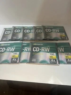 Memorex CD-RW Regrabable CDS 700MB 80Min 4X Totalmente Nuevo, Lote de 9 Nuevo Foto 1 de 2