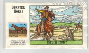 COLLINS HANDPAINTED LEXINGTON KENTUCKY 2155 QUARTER HORSE AMERICAN COWBOY CACHET - Picture 1 of 1