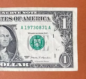 1973 August 31 (A 19730831 A) Birthday Note $1 One Dollar Bill - Picture 1 of 3