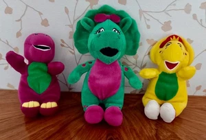 JOB LOT/BUNDLE SOFT TOYS X 3 BARNEY BJ BABY BOP 8” APPX-RARE- USED-READ ALL PLS - Picture 1 of 3