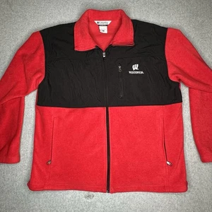 Columbia Red Fleece University of Wisconsin Badgers Mens XL Embroidered - Picture 1 of 9