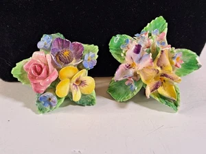 Vintage Crown Staffordshire England Porcelain Flower Brooch Pins Hand Painted... - Picture 1 of 11