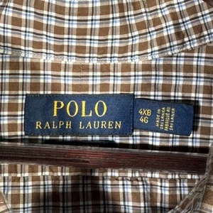 Polo Ralph Lauren Shirt Mens 4XB 4XL Big Brown Plaid Button Down Long Sleeve - Picture 1 of 9