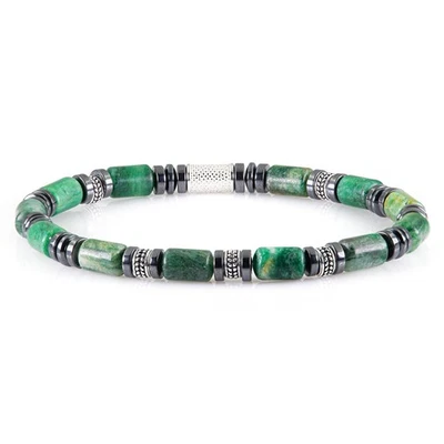 Perlenarmband African Green Jade Perlen 6mm 925 Sterling Silber Damen Herren - Bild 1 von 3
