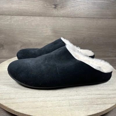 FitFlop Chrissie 剪绒拖鞋骡子黑色麂皮绒女式 8 码 — 第 1/4 张图片