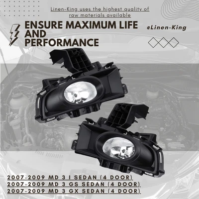 Kit de luces de parachoques para Mazda 3 2007-2009 con arnés de cableado e interruptor lente transparente Foto 1 de 4