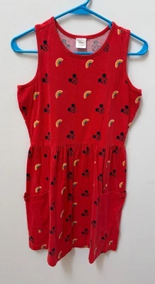 Disney Hanna Andersson Girls Red Mickey Mouse & Rainbow Dress W/ Pockets Size L - Image 1 of 4