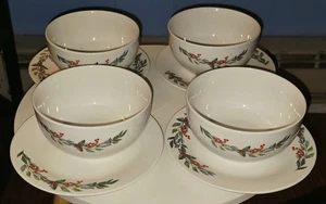 Orly Maison Christmas Holiday Holly And Berry Garland Wreath Dinnerware - Picture 1 of 4