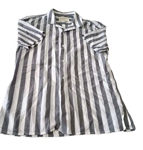 FRENCH CONNECTION MENS SHIRT SHORT SLEEVES M SLIM FIT 40" STRIPE GREY/WHITE - Picture 1 of 5