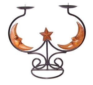Kerzenständer Mond Stern Kerzenleuchter 2 armig Kerzenhalter Halbmond Sterndeko - Bild 1 von 1