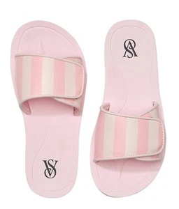 Victoria's Secret Women Size 9 Heritage Signature Stripe Logo Slide On Sandals - Picture 1 of 3