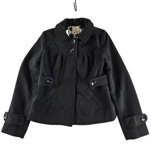 Anthropologie TULLE Marley - Taglia XL - Cappotto nero cropped Pea con cappuccio rimovibile - Foto 1 di 7