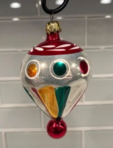 Vintage mundgeblasenes Glas geriffelt LUFTBALLON Weihnachtsschmuck West Germany - Bild 1 von 16